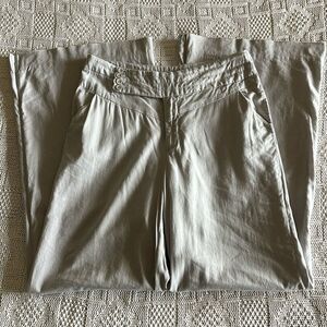 Elevenses x Anthropologie | Size 10 | Linen Light Grey Wide Leg Sailor Pant